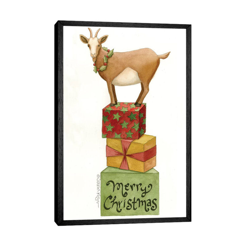 Goat Of Gifts by Teresa Kogut - Painting on Canvas, 66.04cm H x 45.72cm W x 3.81cm D, Black Framed