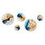 «Abstract Coastal Blue Echo Landscape», ensemble d'art mural abstrait en métal transitionnel moderne de 5