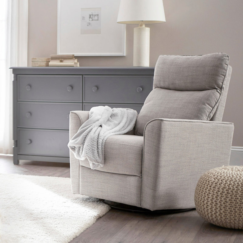 Swivel Glider for Multiple Rooms, Enhancing Relaxation and Style., Grey Fabric