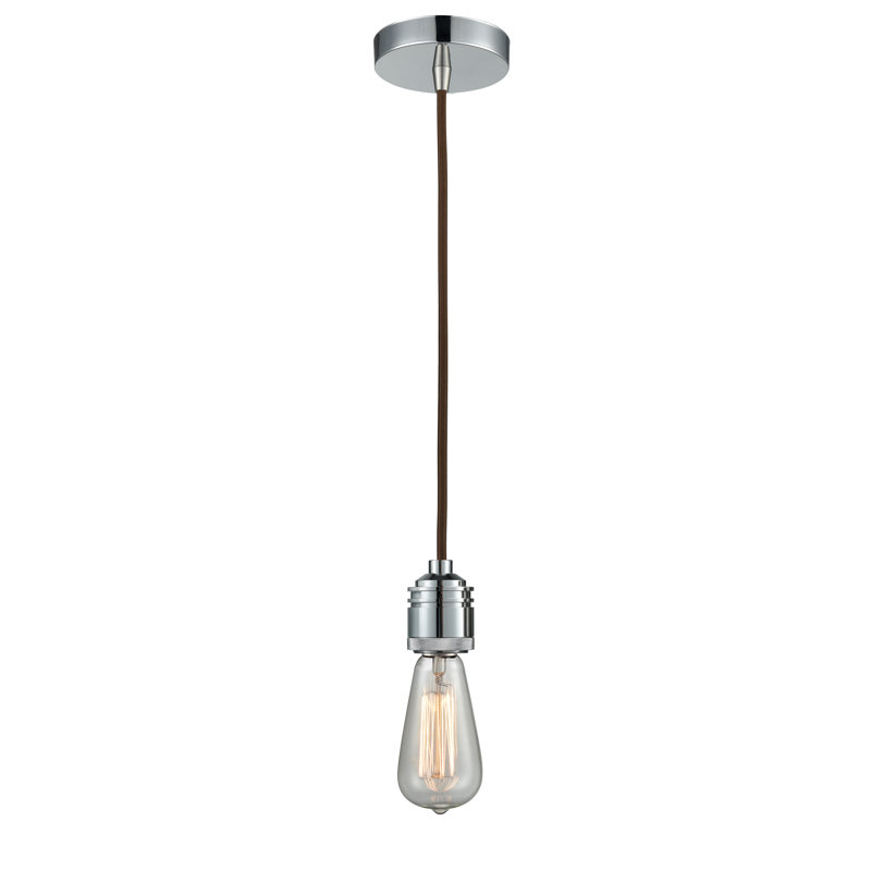 Cecil 1 - Light Single Pendant, Polished Chrome/Brown