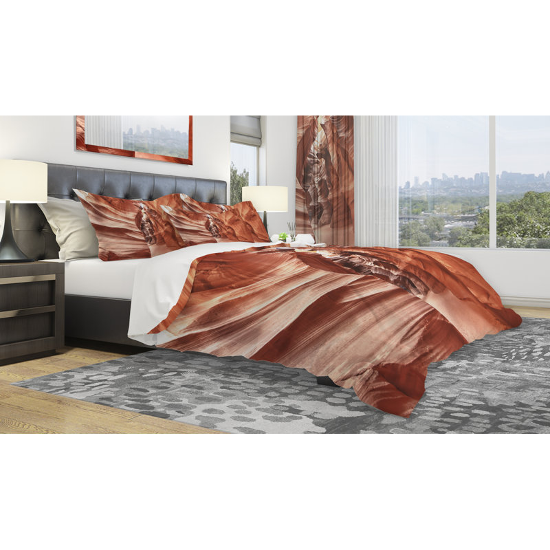 Ensemble de housse de couette designart antilope canyon high structures, Housse de couette très grand + 2 taies décoratives