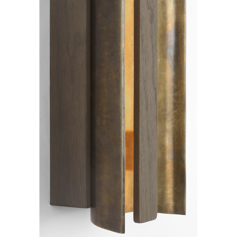 Anne-Marie Barton Remi 18" Sconce, Mottled Brass/Warm Walnut