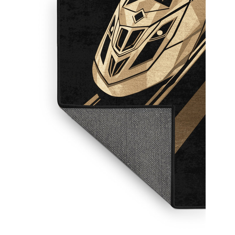 Tapis à motif géométrique doux et moelleux à motif de lignes longues et luxueuses - Noir, 4 x 2
