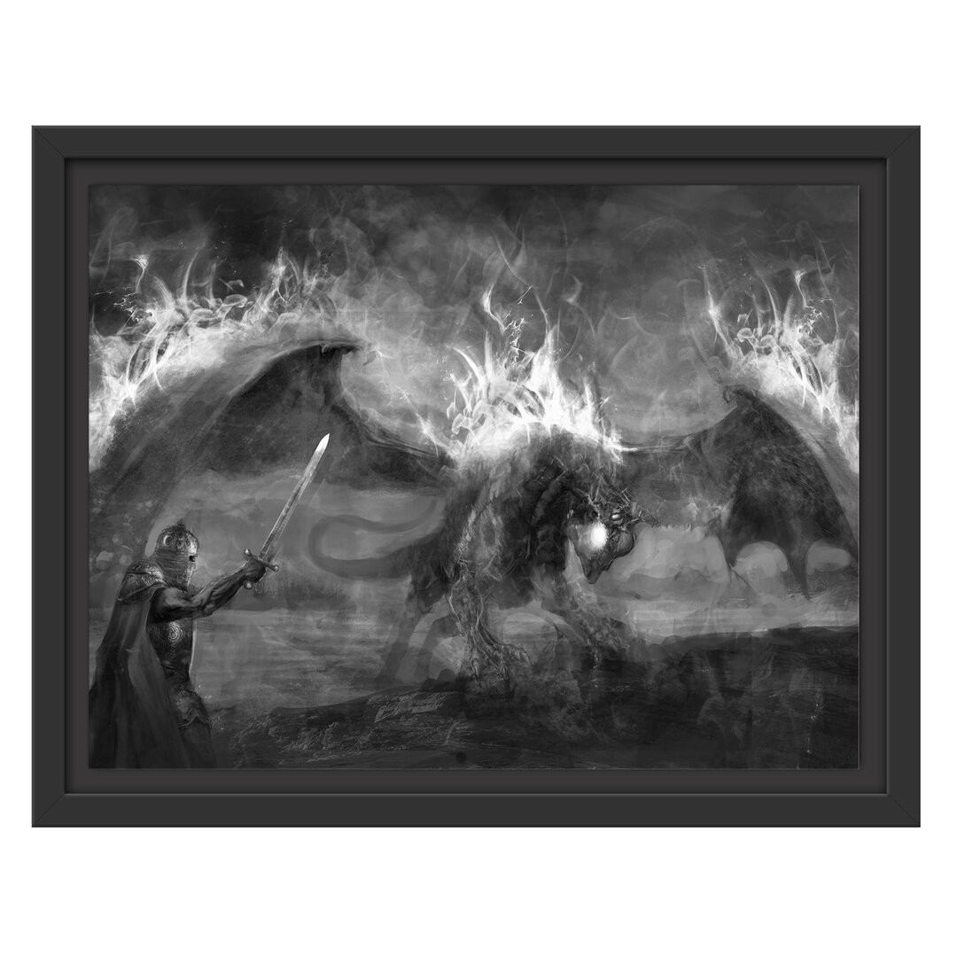 Gerahmtes Wandbild Ritter Drachen