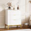 3-Drawer Dresser with Honeycomb Textured Fronts and Gold Metal Legs for Bedrooms and Hallways-247655125