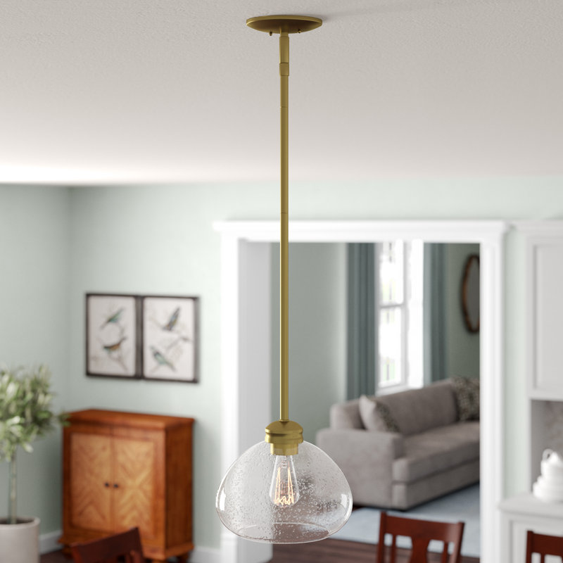 Luminaire suspendu en forme de dôme à 1 lumière Reichert, H 6,5 po x l 8 po x P 8 po, Or satiné
