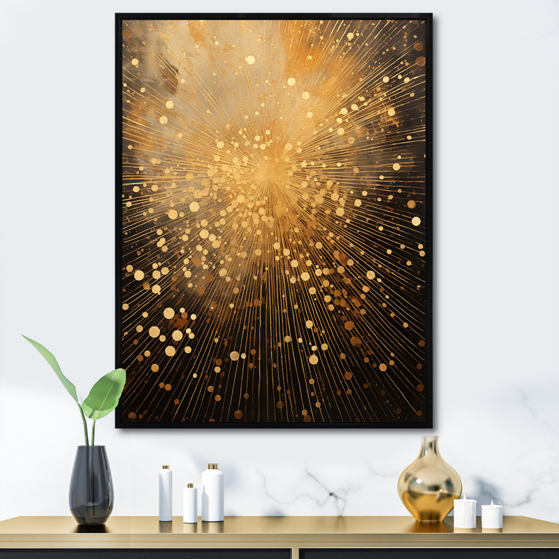 «Yellow Fireworks Extravaganza», reproduction sur toile, Encadrement doré, H 40 po x l 30 po