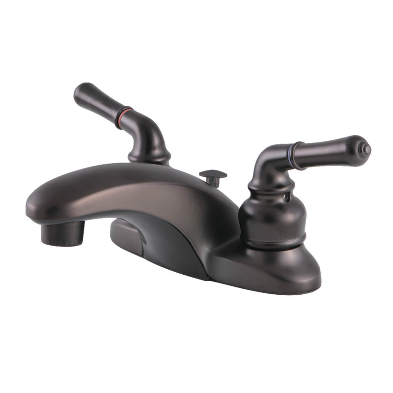 Kingston Brass Magellan Two-Handle 3-Hole Deck Mount 4" Centerset Bathroom Faucet with Pop-Up, Oil Rubbed Bronze