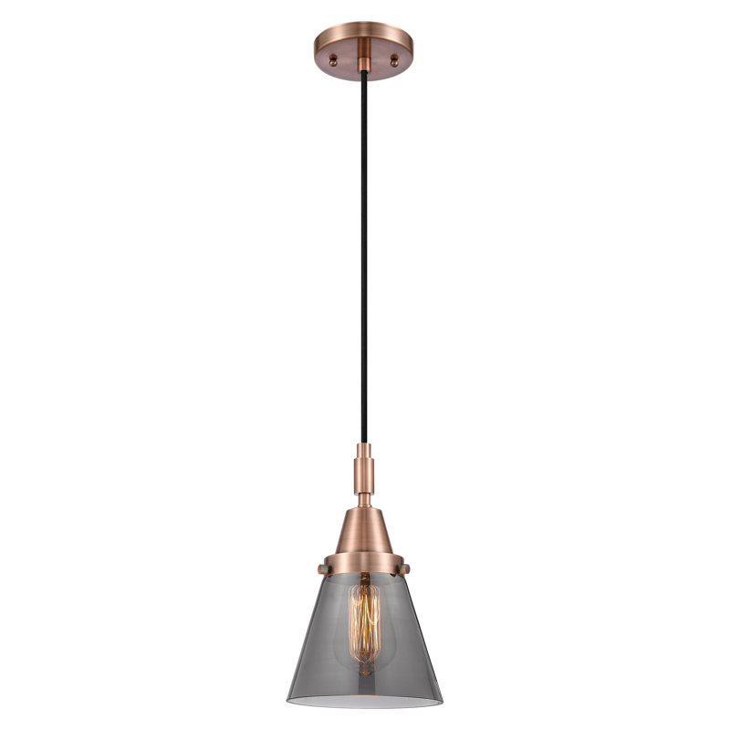 Downtown Urban - Cône Caden - Mini-luminaire suspendu à cordon 1 lumière - Abat-jour, H 129,88 po x l 6,25 po x P 6,25 po