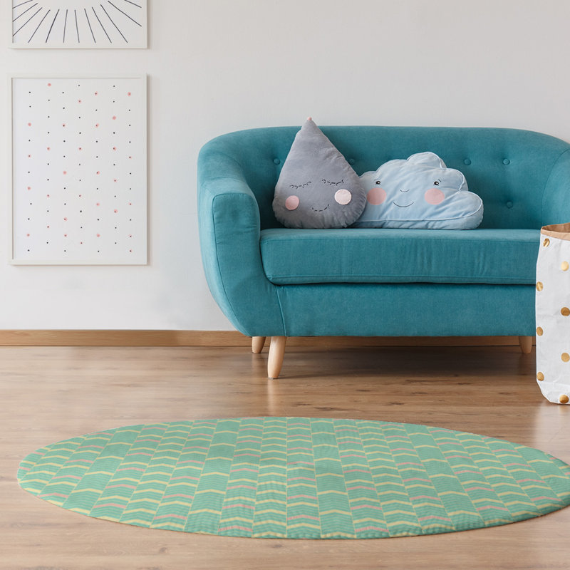 Chenille Chevron Indoor Rug, Round 5'
