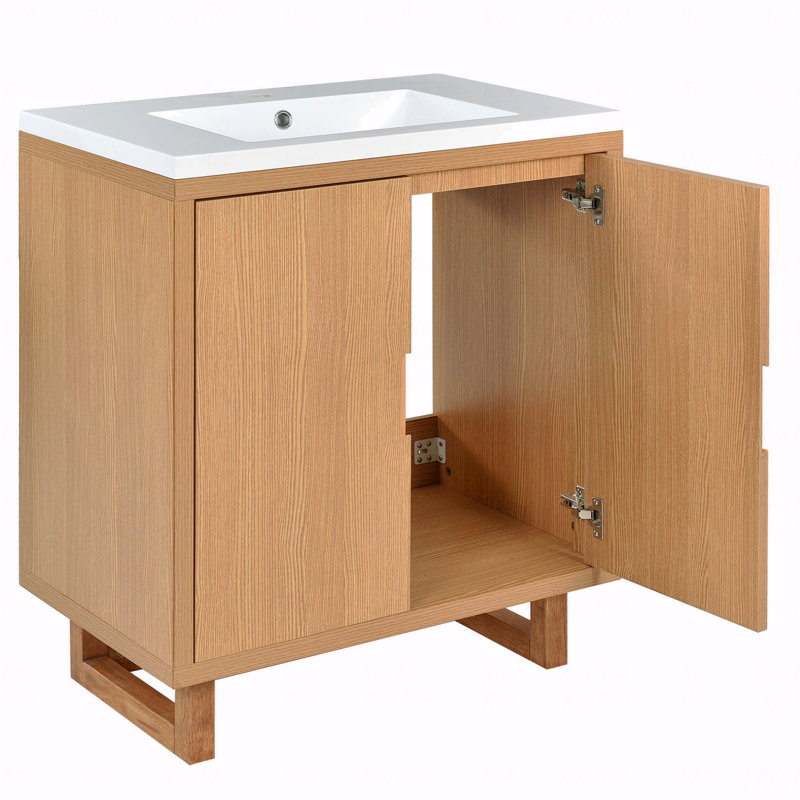Ensemble de meuble-lavabo 30 po avec lavabo, armoire combinée, armoire de rangement pour salle de bain, structure en bois massif
