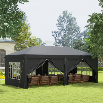 Outsunny 3 x 6 m Garden Pop Up Gazebo with Sidewalls Water Resistant