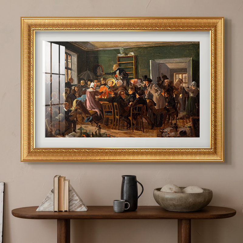 Scène de vente aux enchères, 1835 - Wilhelm Marstrand - Estampe encadrée sur mesure, 16x22 INNER SIZE, Framed Print with Mat