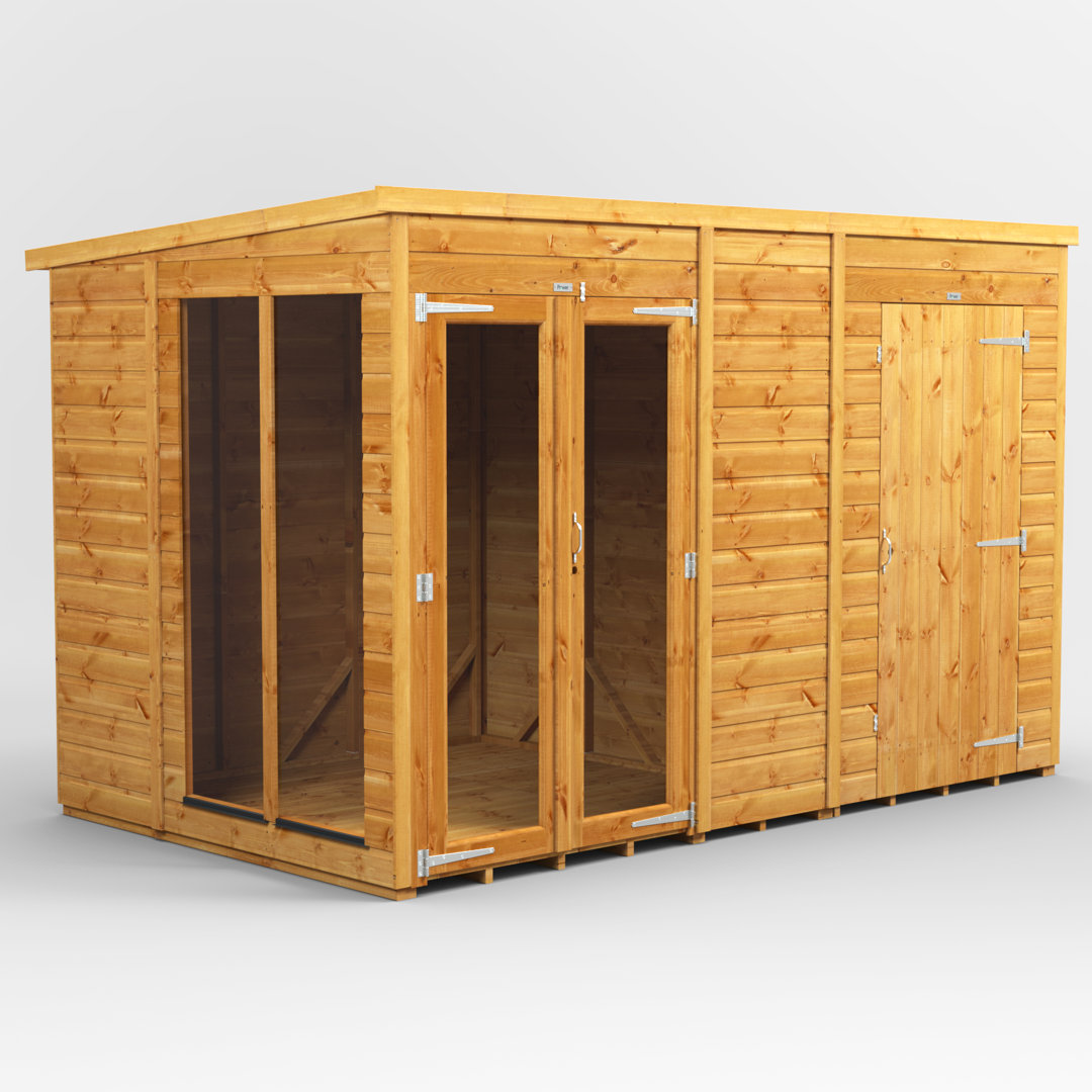 Powersheds 10 x 6ft Timber Tongue & Groove Pent Summerhouse Combi (includes 4ft Side Store)