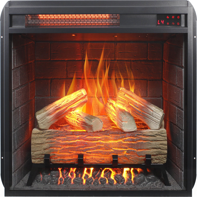 Infrared Heating Electric Fireplace Insert With Realistic Flame, Log Set, Remote Control, And Overheating Protection