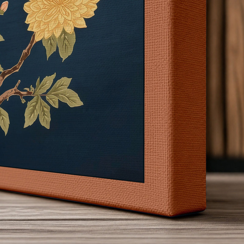 Scattered Blossoms Japandi - Wrapped Canvas, 36x24 - 91.4 x 61.0 cm, Terracotta Border