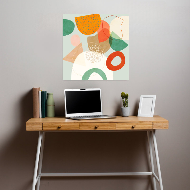 Art contemporain abstrait géométrique coloré, H 18 po x l 18 po
