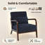 Fauteuil Mid-Century moderne en velours côtelé, structure en bois d'hévéa massif, coussin lombaire amovible-2124300466