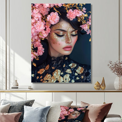 Floral, rose doré, mode femme, photo II - décoration murale en métal glam