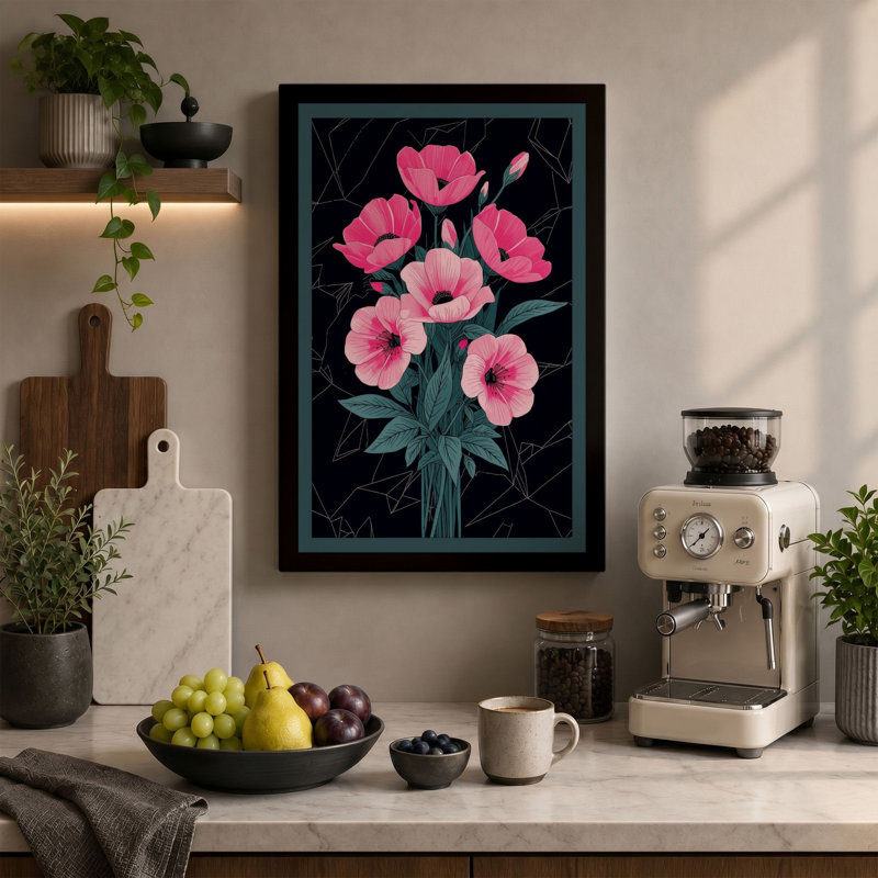 Pink Bouquet Botanical - Wrapped Canvas, 24x16 - 61.0 x 40.6 cm, Sage Border