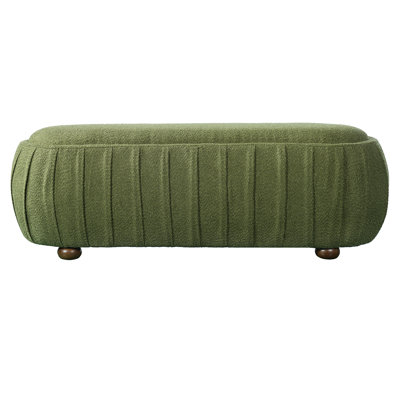 Mokade Modern Minimalist Boucle Oval Upholstered Ottoman with Rubberwood Legs