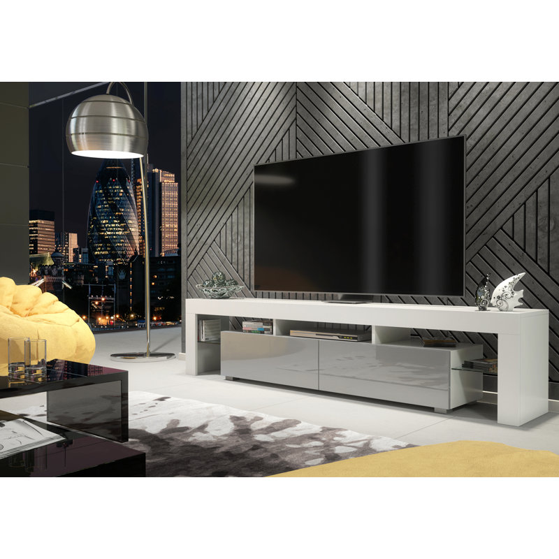 Danialah Unfinished TV Stand for TVs up to 60", White/Grey