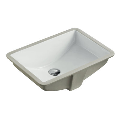 White Ceramic Rectangular Undermount Bathroom Sink with Overflow -  Kingsman Hardware, RP412P