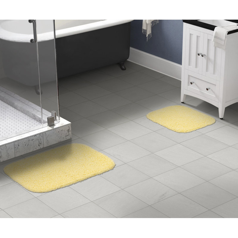 Ensemble de tapis de bain en nylon 2 pièces avec envers antidérapant Frechette, Caoutchouc jaune canard