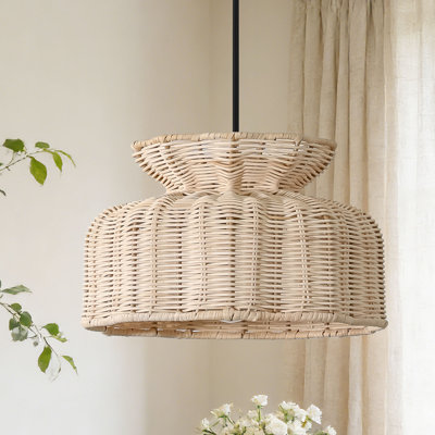 11.02'' W Metal Pendant Light with Rattan Shade