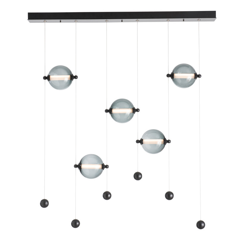Luminaire suspendu en forme de globe à DEL 5 lumières Abacus, Noir, Gris froid