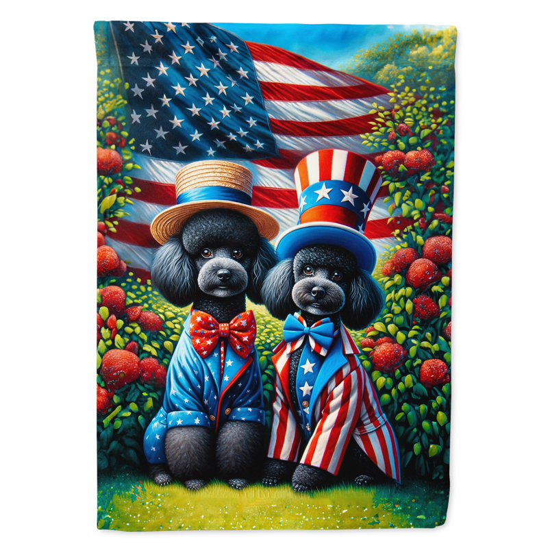 Drapeau «All American House», Vert / bleu / caniche rouge
