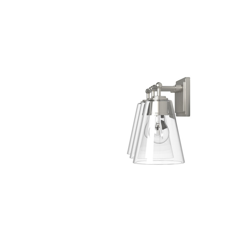 Dimmable Vanity Light, Brushed Nickel, Clear Glass, 3