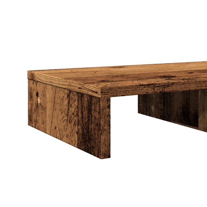 Bata Manufactured Wood Monitor Stand, Old Wood, 10cm H x 100cm W x 27cm D