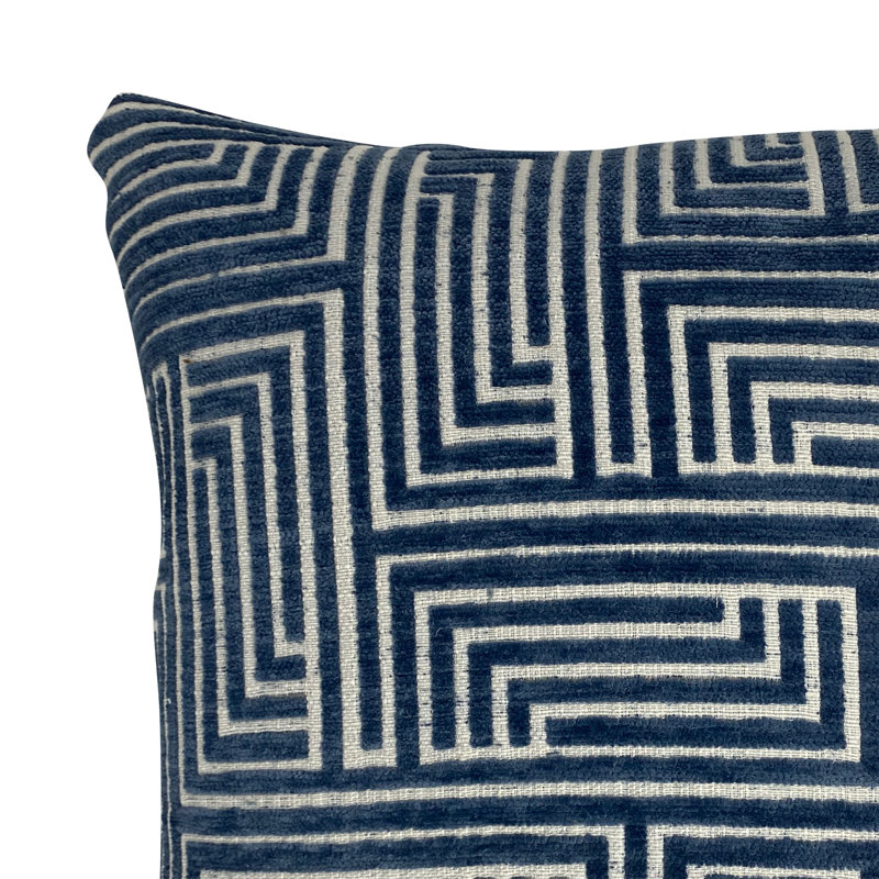 Blue Maze Down Blend Geometric Square Pillow, 18" x 18"
