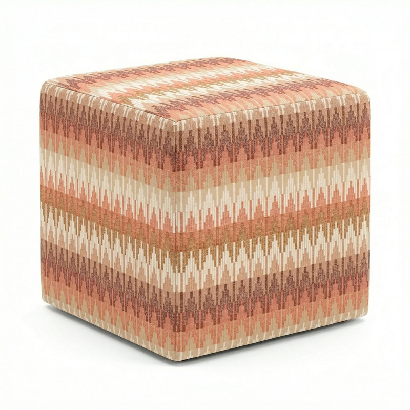 Berlin Gardens Lilly Hive 20" Square Pouf, Orange/Beige