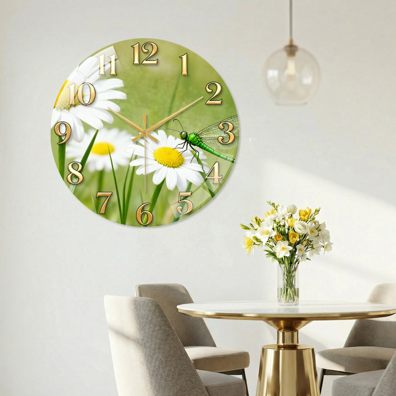 Horloge murale florale, 40 x 40 cm (15,7 x 15,7 pouces)