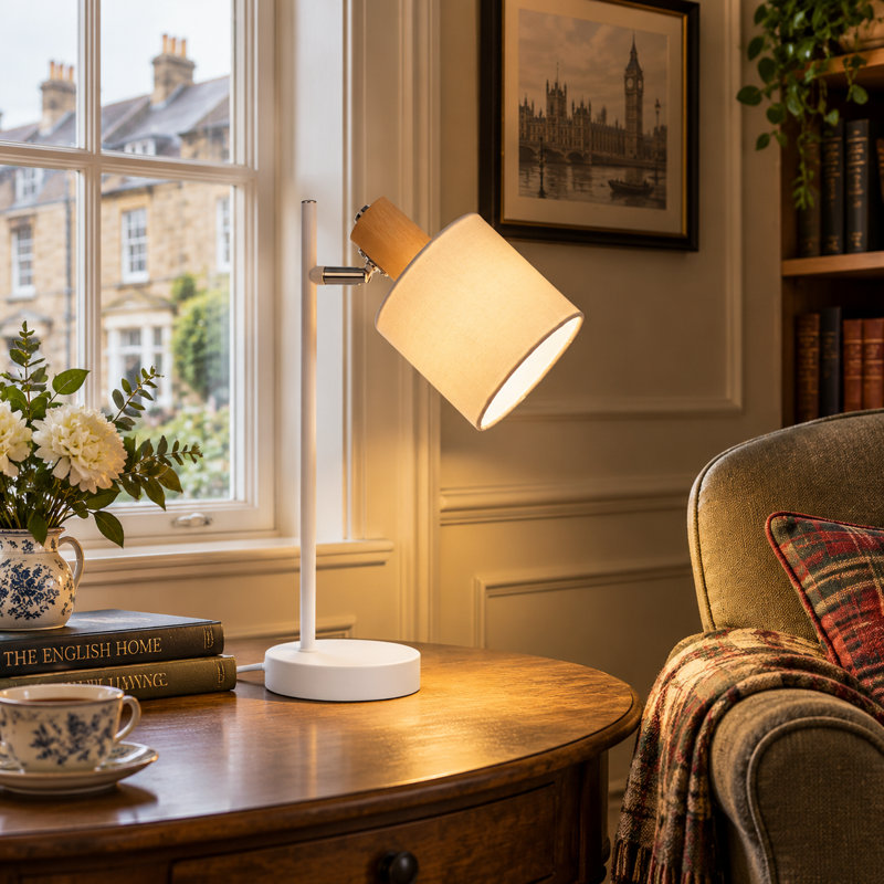 1-Light White Table Lamp