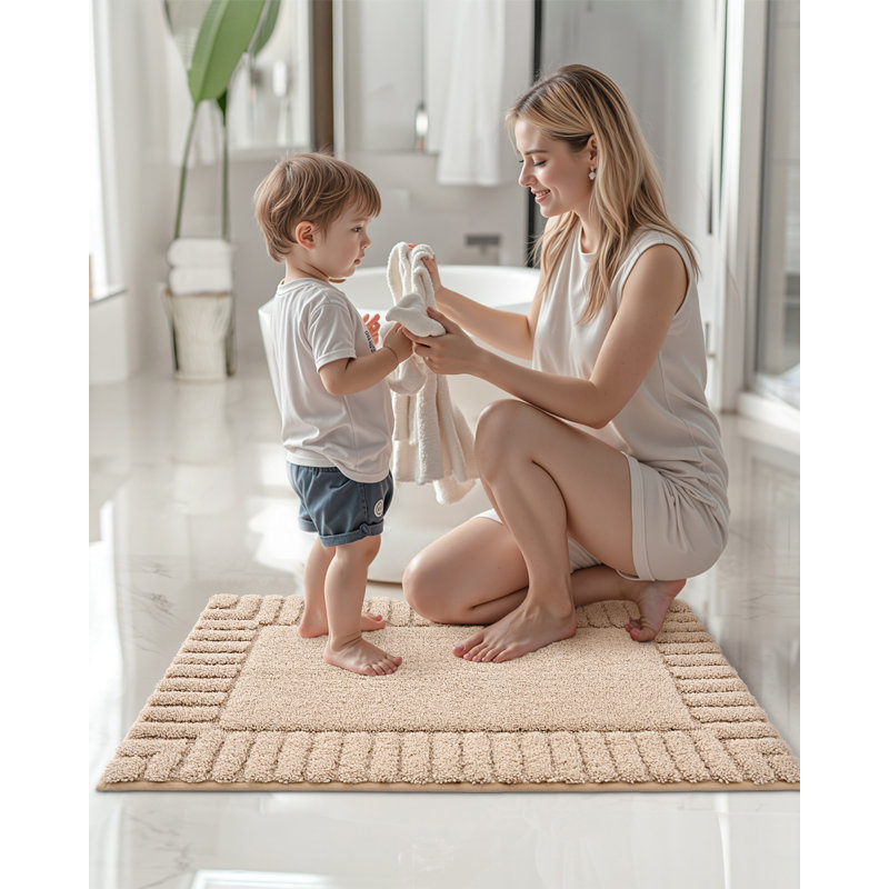 Kaziyah Microfiber Bath Rug, 20" W x 31.5" L, Light Gray
