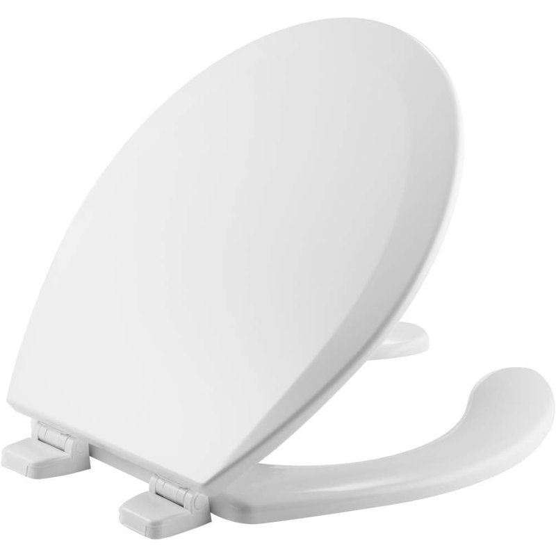 550TTT Open Front Toilet Seat, Never Loosens, Adjusts for Perfect Fit, ROUND, Durable Wood, White