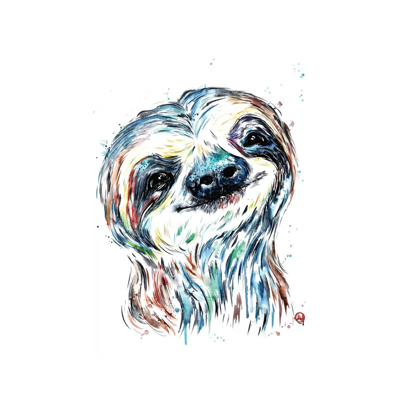 Smiley Sloth by Lisa Whitehouse - Wrapped Canvas Painting, 152.5 cm H x 101.5 cm W