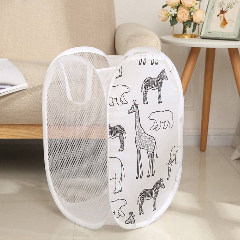 Mesh Pop-Up Laundry Hamper Foldable Lightweight, White