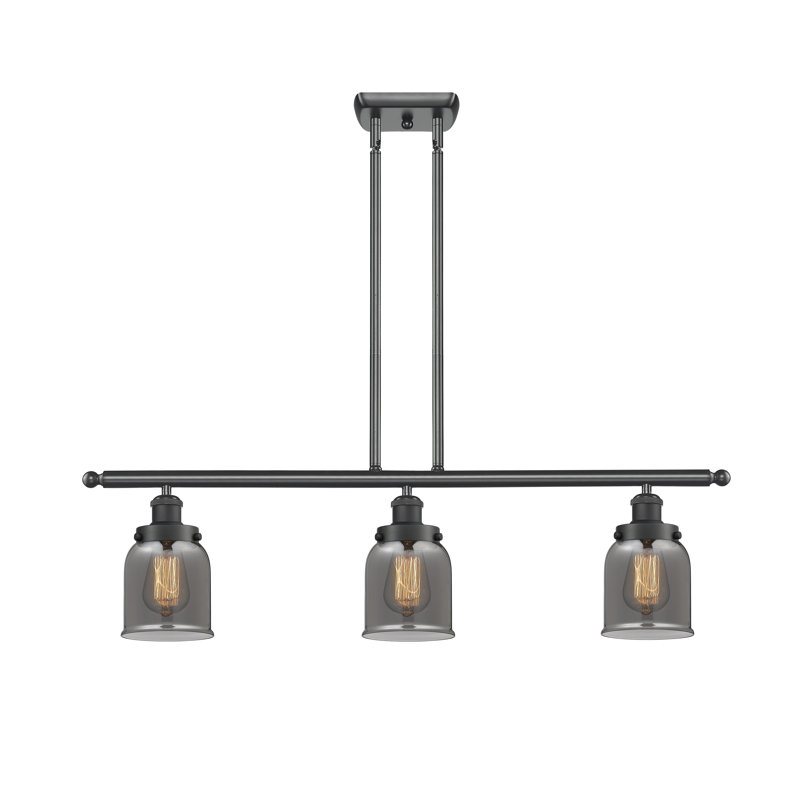 Ballston Urban - Cloche - 3 lumières 36 po pour îlot suspendu - 5 po de diamètre, DEL, Plaqué couleur fumée, Noir mat