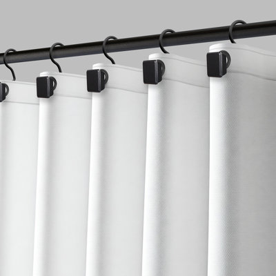 10-Gauge, 72" x 72" Black Large Metal Grommets Weighed Magnetic Hem PEVA Quick-dry Shower Liner in Frosted White