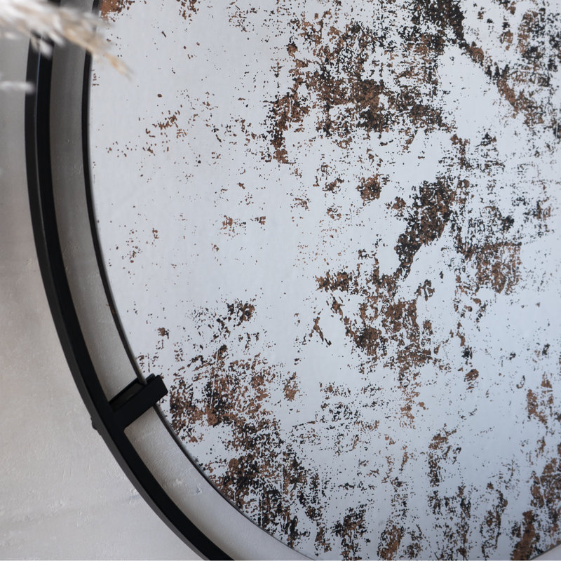 Miroir rond avec cadre en métal