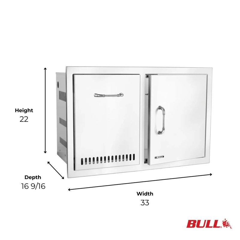 Combinaison de porte / tiroir réversible à trois tiroirs en acier inoxydable 304 de 30 po avec Reveal