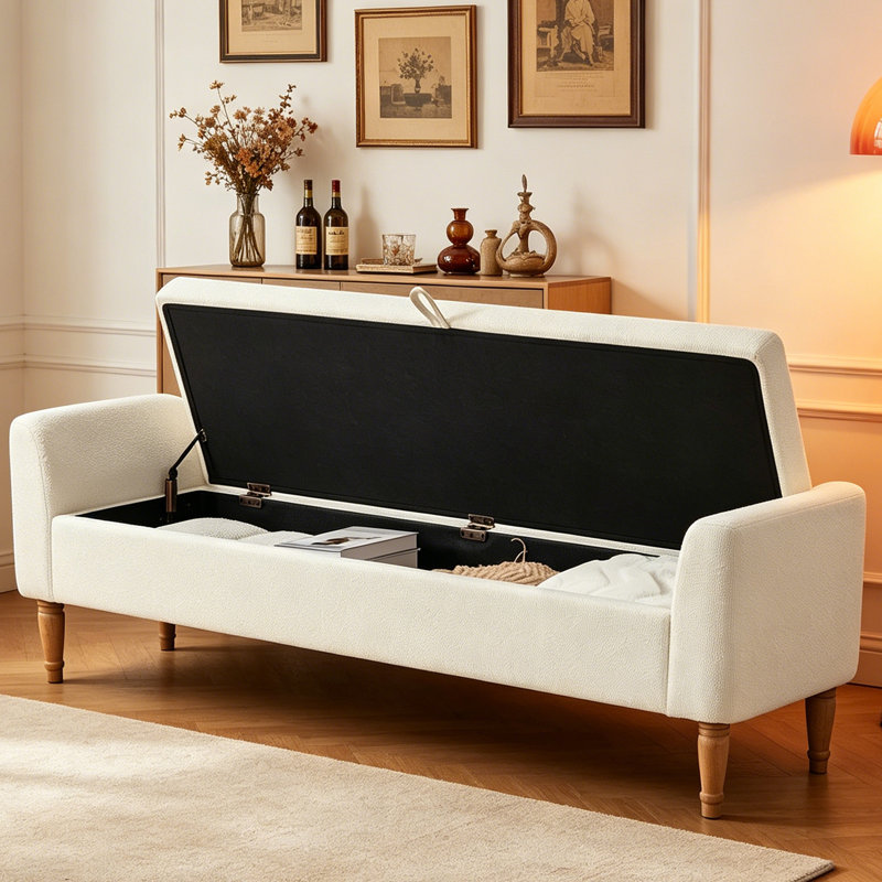 Banc de rangement avec repose-pieds et rangement caché 65,9 po, Gray