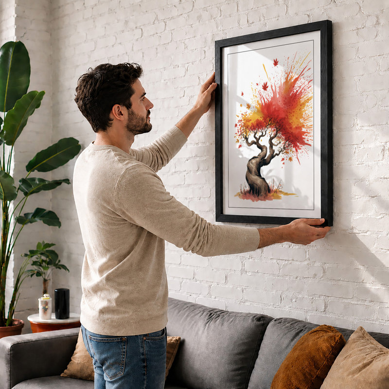 Autumn Burst Boho - Framed Print, A4 - 29.7 x 21.0 cm, Oak