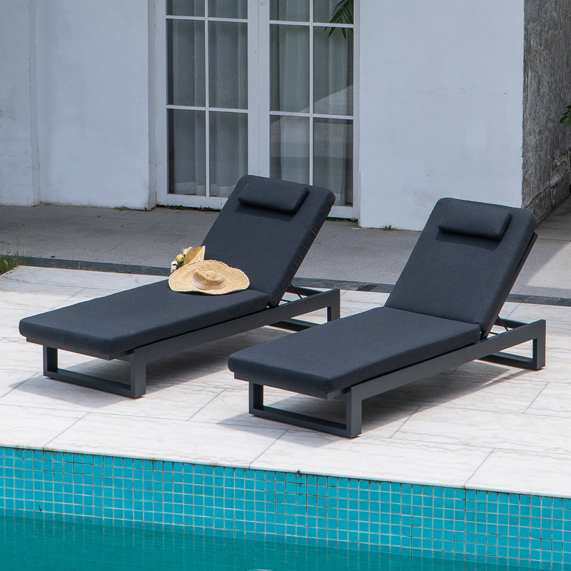 Raziye Outdoor Metal Chaise Lounge , Cushion Included