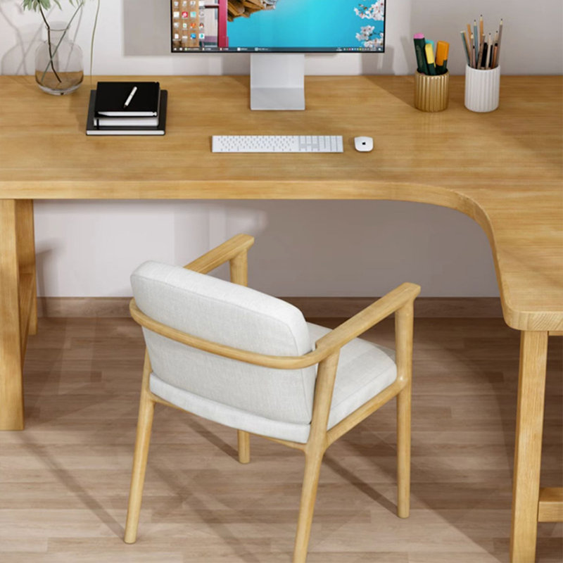 Bureau en bois massif en L Burlywood, H 29,53 po x l 62,99 po x P 55,12 po, Retour à droite