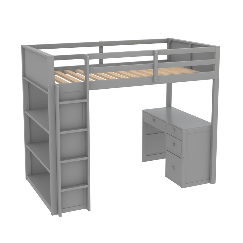 Kids Twin Loft Bed, Gray